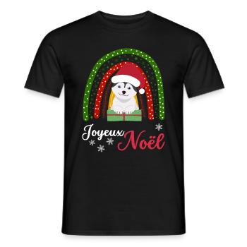 Christmas Sweet Husky Lover Kawaii - Men's T-Shirt - black - Front - AI Model Male 178 light (178cm)