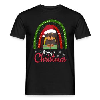 Christmas Sweet Rottweiler Lover Kawaii - Men's T-Shirt - black - Front - AI Model Male 178 light (178cm)