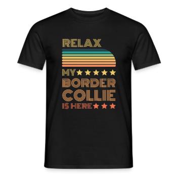 Relax my legendary Border Collie is here Retro - Men's T-Shirt - black - Front - AI Model Male 178 light (178cm)