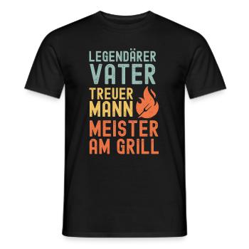Ehemann Vater Papa Grillmeister BBQ Held Legende - Männer T-Shirt - Schwarz - Vorne - AI Model Male 178 light (178cm)