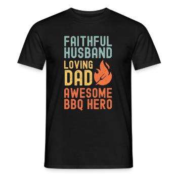 Husband Father Papa Grill Master BBQ Hero Legend - Men's T-Shirt - black - Front - AI Model Male 178 light (178cm)