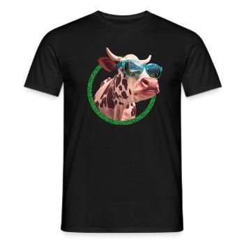cool cow wearing sunglasses - Men's T-Shirt - black - Front - AI Model Male 178 light (178cm)