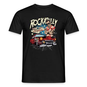 Rockabilly Las Vegas Rocker Vintage Voiture Classique - T-shirt homme - noir - Devant - AI Model Male 178 light (178cm)
