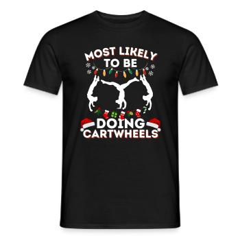 Most Likely To Be Doing Cartwheels Christmas - Men's T-Shirt - black - Front - AI Model Male 178 light (178cm)