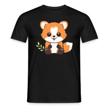 Fox Love Little Red Panda - Men's T-Shirt - black - Front - AI Model Male 178 light (178cm)