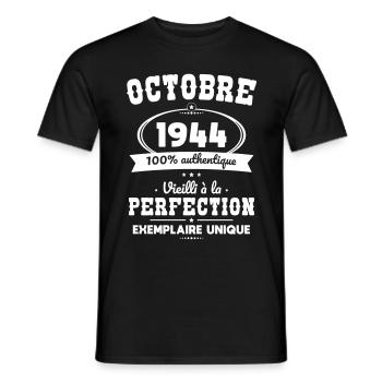 80th Birthday - October 1944 Perfection - Men's T-Shirt - black - Front - AI Model Male 178 light (178cm)