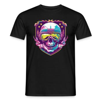 Ski Ski Goggles Skull - Men's T-Shirt - black - Front - AI Model Male 178 light (178cm)