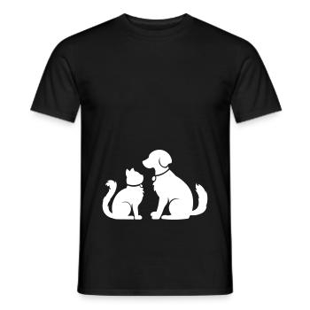 Cat dog together - cat dog together - pets - Men's T-Shirt - black - Front - AI Model Male 178 light (178cm)