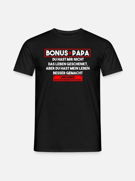 Herren Bonus Papa Stiefvater - Geschenk -T-Shirt - Männer T-Shirt - Schwarz