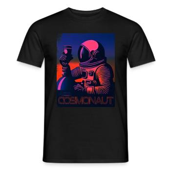 COSMONAUT mit KAFFEE V2, neon magenta - Männer T-Shirt - Schwarz - Vorne - AI Model Male 178 light (178cm)