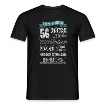56 Jahre Monat Wochen Stunden Minuten Sekunden - Männer T-Shirt - Schwarz - Vorne - AI Model Male 178 light (178cm)
