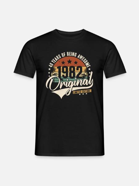 40 anniversaire né 1982 anniversaire rétro - T-shirt homme - noir