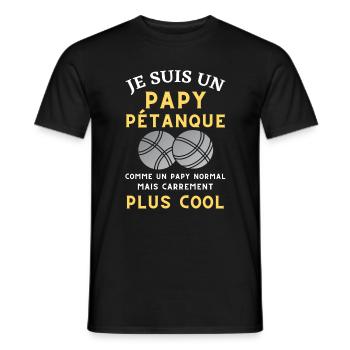 Pétanque Homme Papy Pétanque Cadeaux Bouliste - T-shirt homme - noir - Devant - AI Model Male 178 light (178cm)