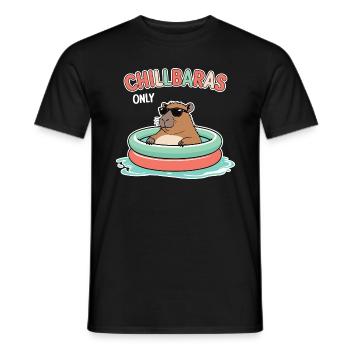 Chillbaras Only - Relaxed Capybara in the Pool - Men's T-Shirt - black - Front - AI Model Male 178 light (178cm)