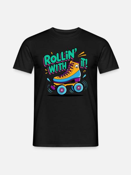 Rollin' With It - Retro Rollschuh Design - Männer T-Shirt - Schwarz