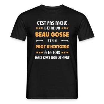 prof histoire - T-shirt homme - noir - Devant - AI Model Male 178 light (178cm)
