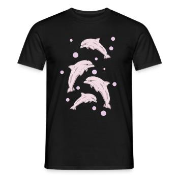 Quatre dauphins, mer - T-shirt homme - noir - Devant - AI Model Male 178 light (178cm)