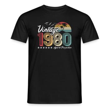 Retro vintage 1980 - 40e anniversaire - T-shirt homme - noir - Devant - AI Model Male 178 light (178cm)