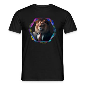 Lion en costume - T-shirt homme - noir - Devant - AI Model Male 178 light (178cm)