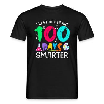 My Students Are 100 Days Smarter Teacher - Men's T-Shirt - black - Front - AI Model Male 178 light (178cm)