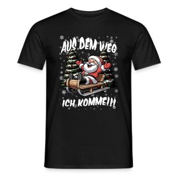 Weihnachtsmann Santa Claus Schlittenfahren - Männer T-Shirt - Schwarz - Vorne - AI Model Male 178 light (178cm)