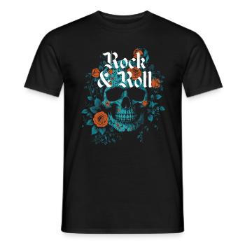 Conception de crâne Rock and roll - T-shirt homme - noir - Devant - AI Model Male 178 light (178cm)