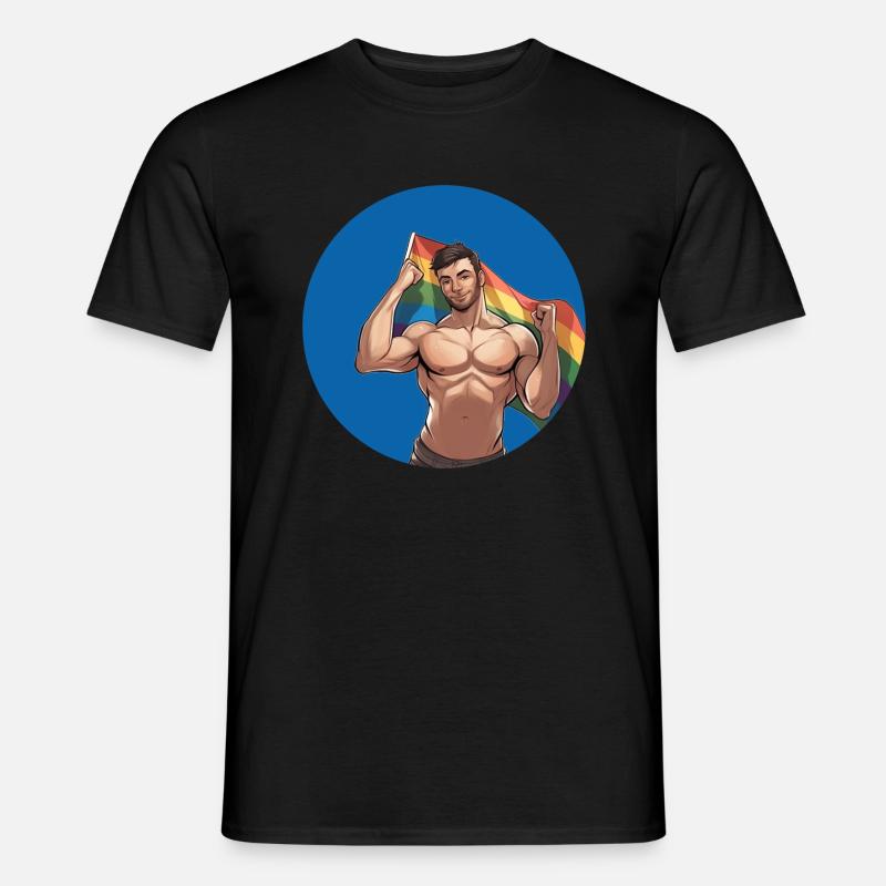 Mann mit Regenbogenflagge - Männer T-Shirt - Schwarz