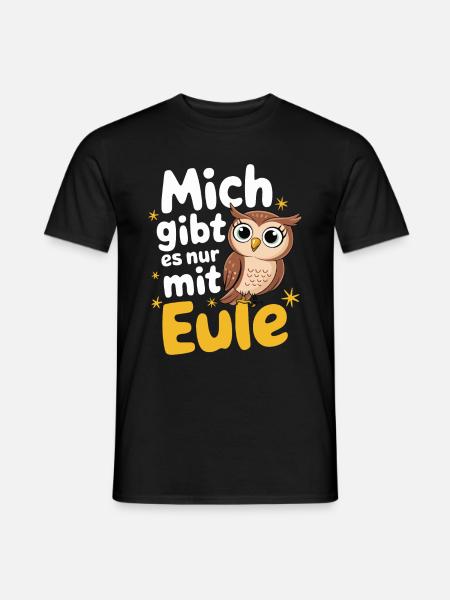 Nachteule Eule Eulen Vogel - Männer T-Shirt - Schwarz
