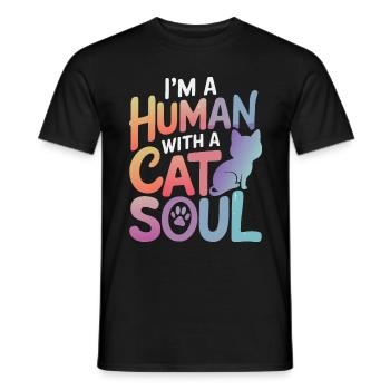 Chat Chats Amoureux Chat Propriétaire Chaton - T-shirt homme - noir - Devant - AI Model Male 178 light (178cm)