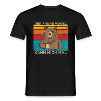 DER FRÜHE VOGEL KANN MICH MAL Morgenmuffel Spruch - Männer T-Shirt - Schwarz - Vorne - AI Model Male 178 light (178cm)