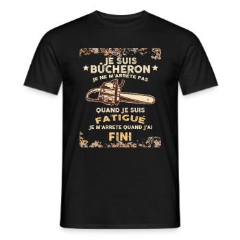 Bois bucheron. Humour tronçonneuse - T-shirt homme - noir - Devant - AI Model Male 178 light (178cm)