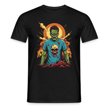 Illustration de bande dessinée zombie - T-shirt homme - noir - Devant - AI Model Male 178 light (178cm)
