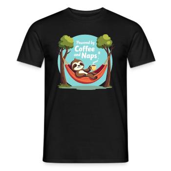 Powered by Coffee and Naps - Men's T-Shirt - black - Front - AI Model Male 178 light (178cm)