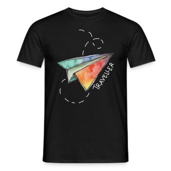 papierflieger weiss - Männer T-Shirt - Schwarz - Vorne - AI Model Male 178 light (178cm)