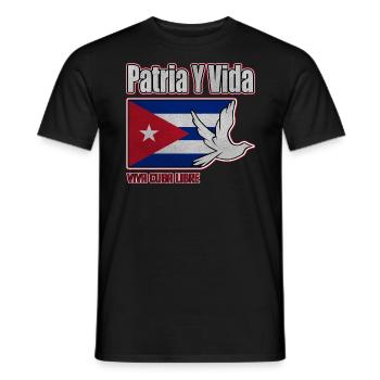 Cuba Flag, Viva Cuba Libre, Patria Y Vida, Cuba - Men's T-Shirt - black - Front - AI Model Male 178 light (178cm)
