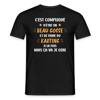 Compliqué beau gosse et faire du Karting - T-shirt homme - noir - Devant - AI Model Male 178 light (178cm)