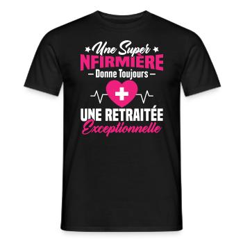 Retraite infirmière, Cadeau future retraitée - T-shirt homme - noir - Devant - AI Model Male 178 light (178cm)