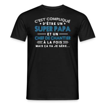 Super Papa Chef de Chantier - T-shirt homme - noir - Devant - AI Model Male 178 light (178cm)