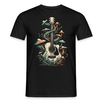 Akustische Gitarre mit Pilzen - Männer T-Shirt - Schwarz - Vorne - AI Model Male 178 light (178cm)