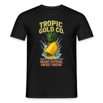 Pineapple Fruit Summer Holiday Gold - Men's T-Shirt - black - Front - AI Model Male 178 light (178cm)