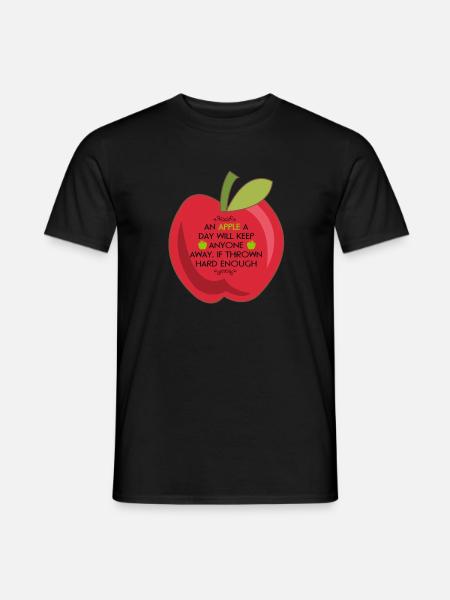 roter Apfel mit lustigem Spruch - Männer T-Shirt - Schwarz