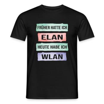 Früher hatte ich Elan heute Wlan lustiger Spruch - Männer T-Shirt - Schwarz - Vorne - AI Model Male 178 light (178cm)
