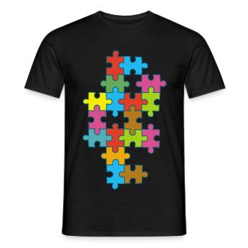 Mehrfarbiges, unvollständiges Puzzle - Männer T-Shirt - Schwarz - Vorne - AI Model Male 178 light (178cm)