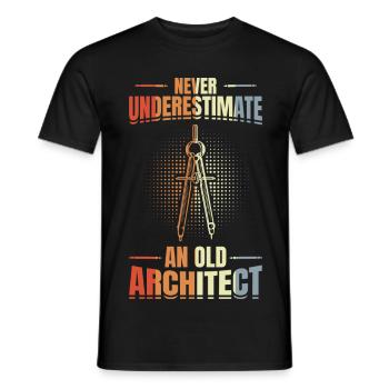 Unterschätze nie einen alten Architekten - Männer T-Shirt - Schwarz - Vorne - AI Model Male 178 light (178cm)