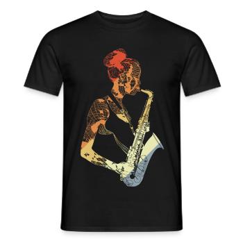 Saxophonist Drawing Vintage - Men's T-Shirt - black - Front - AI Model Male 178 light (178cm)