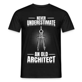 Ne sous-estimez jamais un vieil architecte - T-shirt homme - noir - Devant - AI Model Male 178 light (178cm)