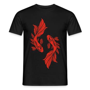 Two goldfish - Men's T-Shirt - black - Front - AI Model Male 178 light (178cm)