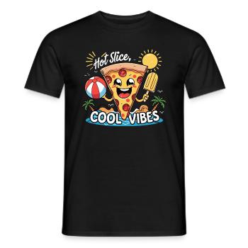 Cool Vibes Pizza Sommerdesign - Männer T-Shirt - Schwarz - Vorne - AI Model Male 178 light (178cm)
