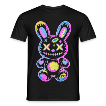 Creepy Cute Kawaii Bunny Neon Gothic Grunge - Men's T-Shirt - black - Front - AI Model Male 178 light (178cm)