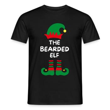 L’elfe barbu. Drôle de dicton pour Noël - T-shirt homme - noir - Devant - AI Model Male 178 light (178cm)